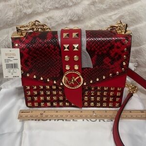 Michael Kors Red Studded Shoulder Bag